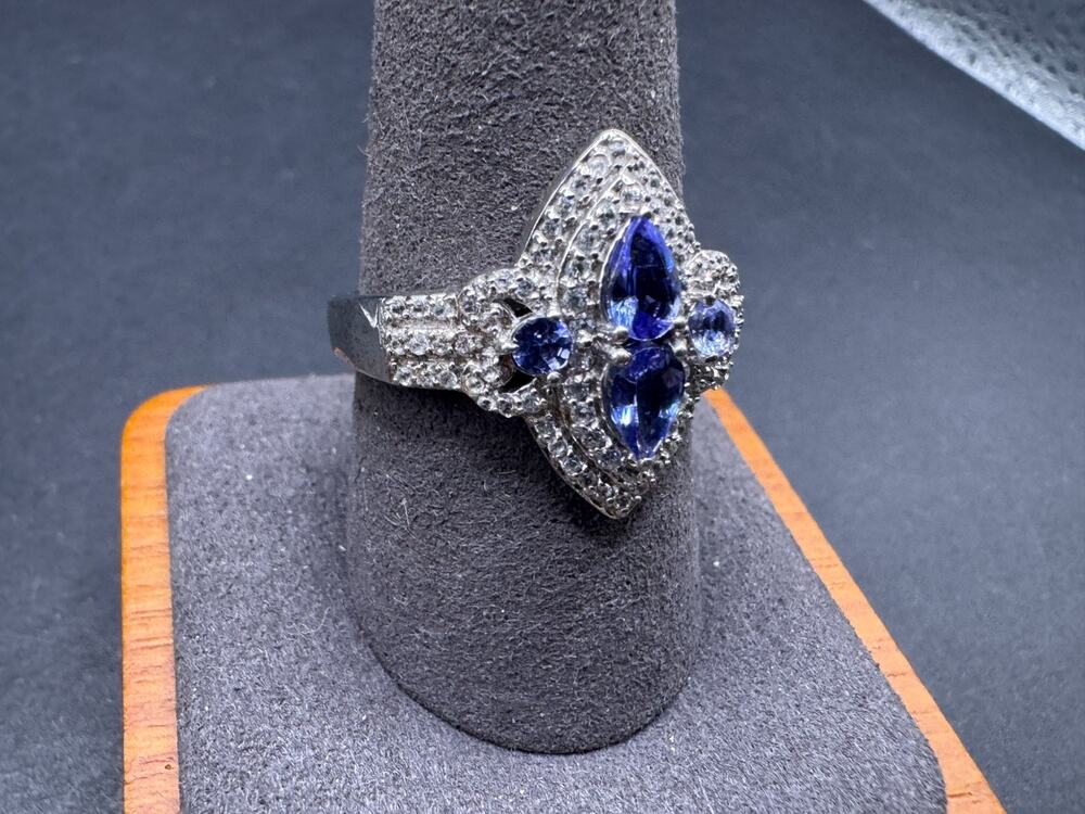 Chuck Clemency STS Sterling Silver 925 Tanzanite Gemstone CZ Ring Size 10